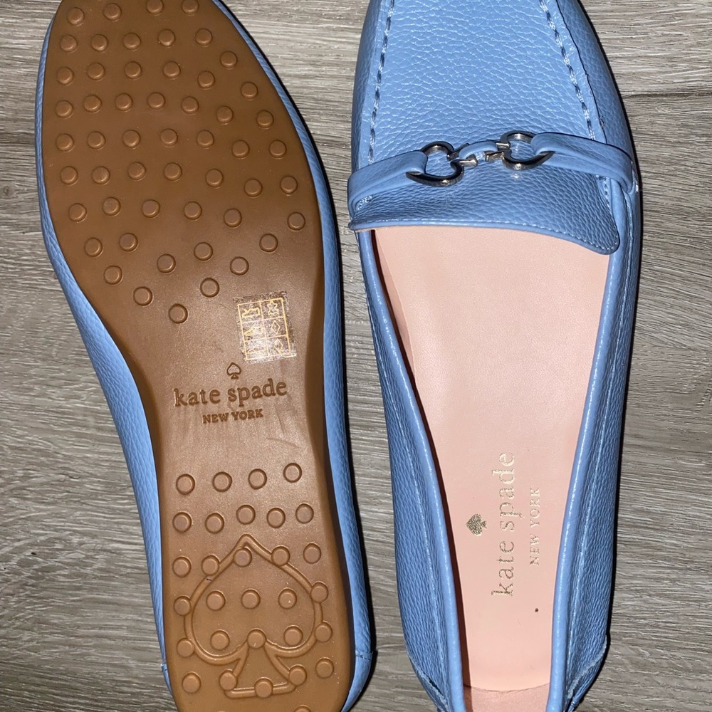 Kate Spade Light Blue Textured Loafers - Picture 2 of 2